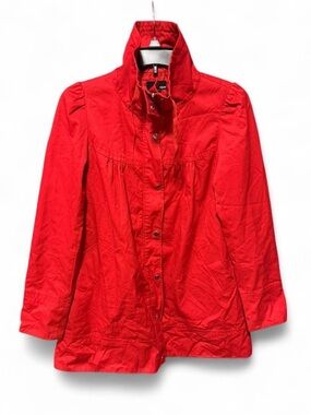 vintage H&M red peacoat with a stand collar